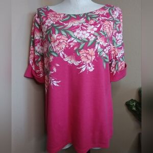 Karen Scott Floral Pink Women's Top Size XL